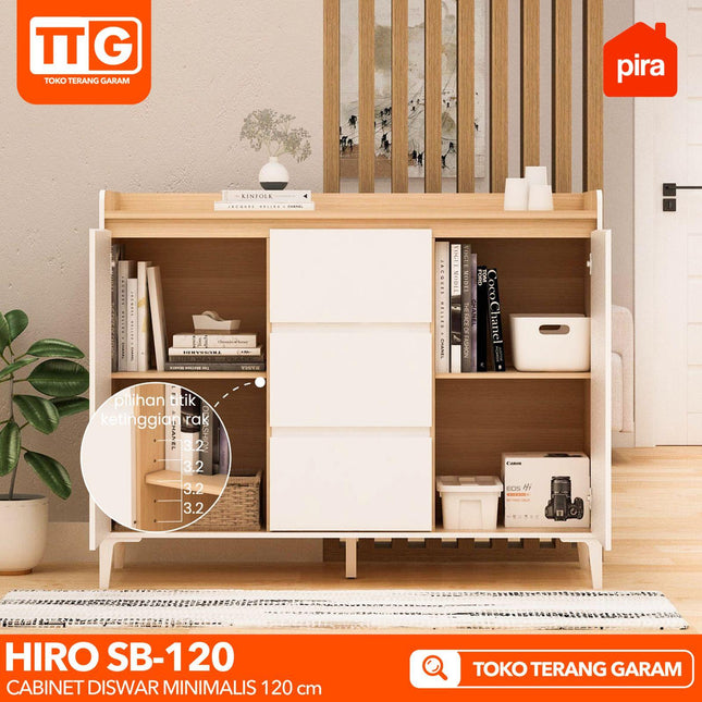 PIRA OX - HIRO SB120 Lemari Laci Cabinet Drawer Bufet Minimalis 2 Pintu 3 Laci Susun 120 cm