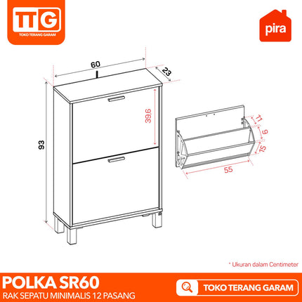 PIRA OX - POLKA SR 60 Rak / Lemari Sepatu Serbaguna Minimalis 12 Pasang