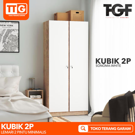 TGF - KUBIK 2P Lemari Pakaian / Baju 2 Pintu Minimalis 2 Gantungan Gamis