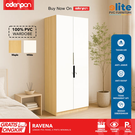 ELITE PVC - RAVENA Lemari UPVC 2 Pintu Swing Motif Kayu