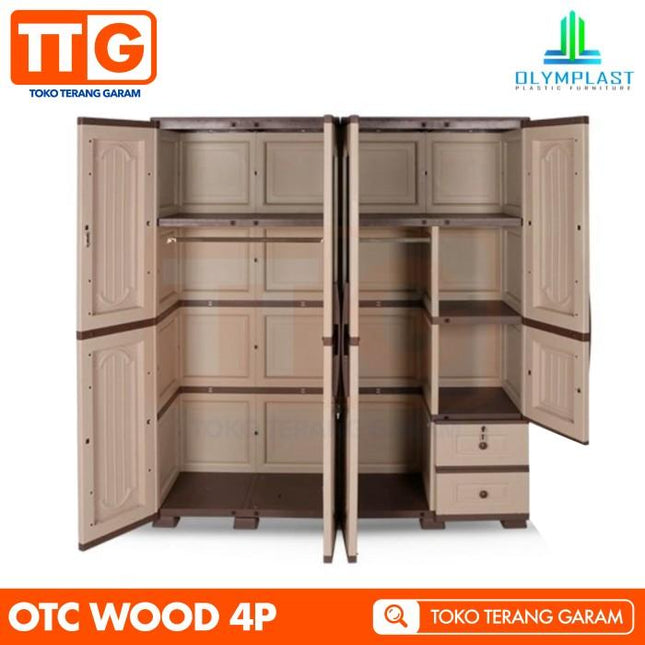 OLYMPLAST - OTC 4PL WOOD Lemari Pakaian Plastik 4 Pintu