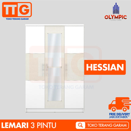 OLYMPIC - HESSIAN 3P Lemari Pakaian / Baju 3 Pintu Dengan Cermin